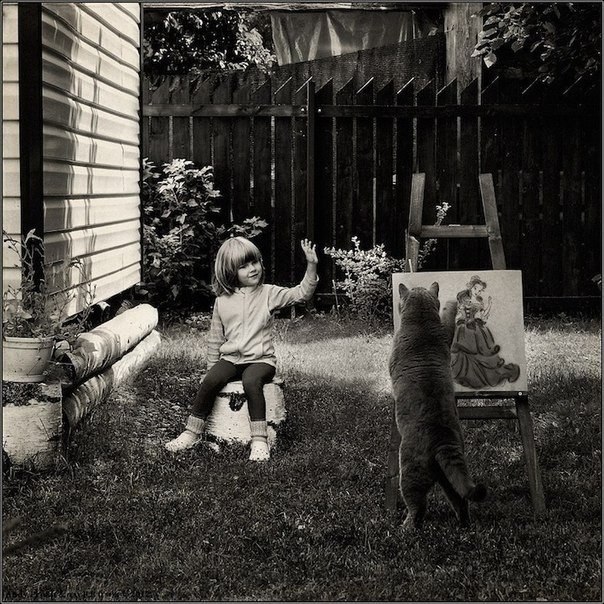 Дружба девочки и кота в объективе фотографа Aya Sakai