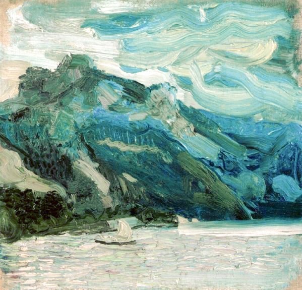 Richard Gerstl, Lake Traunsee with the Schlafende Griechin mountain, 1907